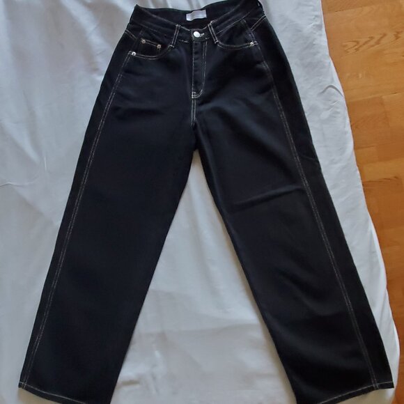 New Oak + Fort Black Contrast Stitching Jeans S - Picture 3 of 5
